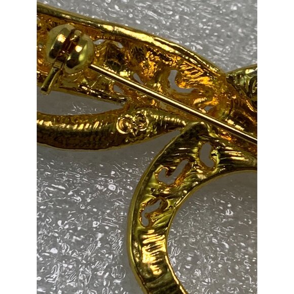 Vintage Avon Gold and Silver-Tone Abstract Brooch Pin Rhinestone Accents 3.25" - Picture 6 of 10